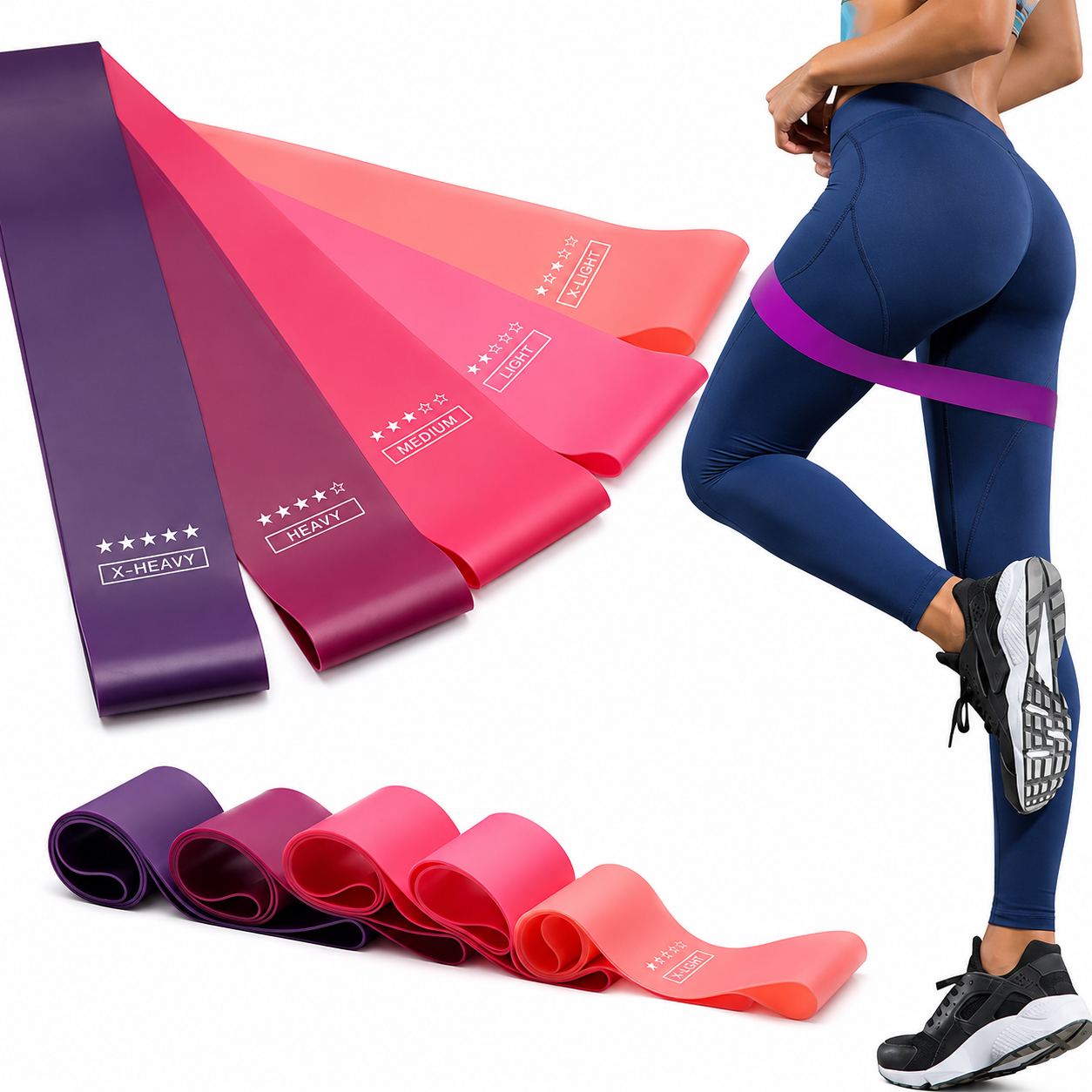 NeduGlow™ FitFlex – Kit de 5 Bandes de Résistance Premium